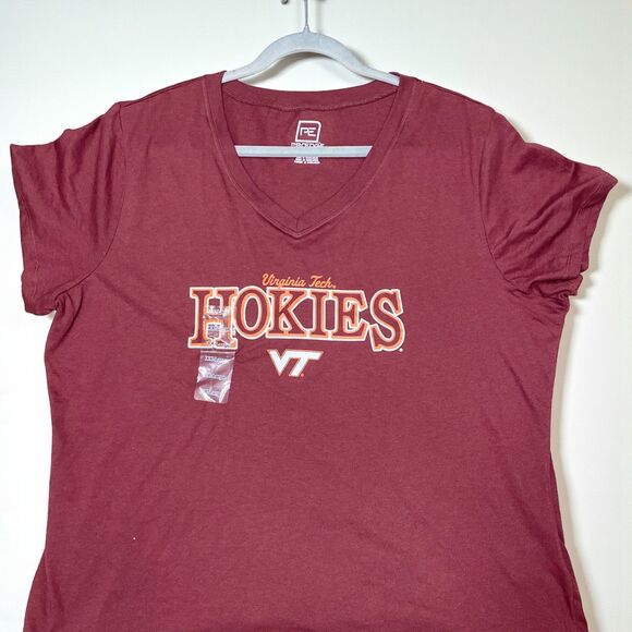 Virginia Tech Hokies Women’s V-Neck T-Shirt XXL Burgundy Game Day Burgundy NWT - Picture 3 of 7